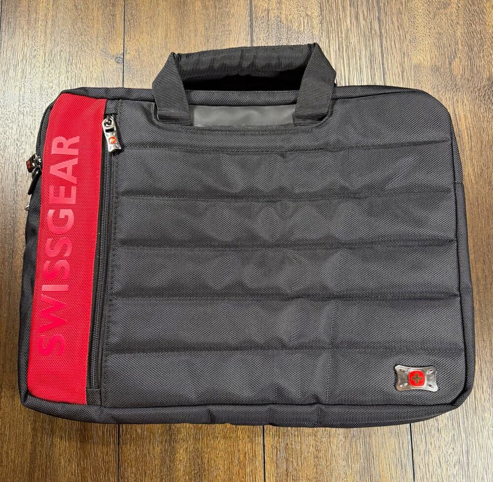16 Inch SWISSGEAR by Wenger Padded Laptop Briefcase Carry Case Bag Black/Red